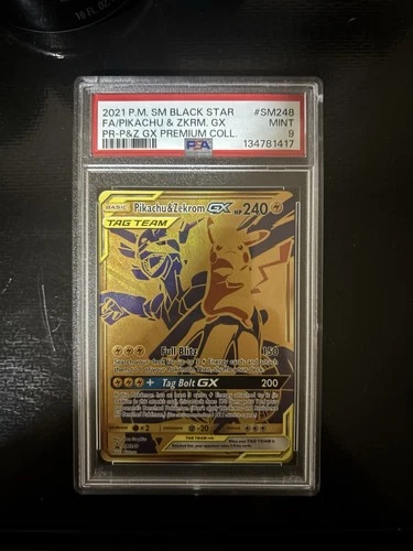Pokemon Pikachu & Zekrom GX Premium Coll. Full Art Promo SM248 PSA 9 Mint