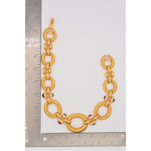 Givenchy Vintage Cabochon Choker Necklace Crystal Gold Signed 1980s AS IS Bin4B - Picture 24 of 24