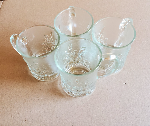 Juego de 4 tazas de café de vidrio esmerilado vintage Pasari Crystal Livia Rose - Imagen 3 de 9