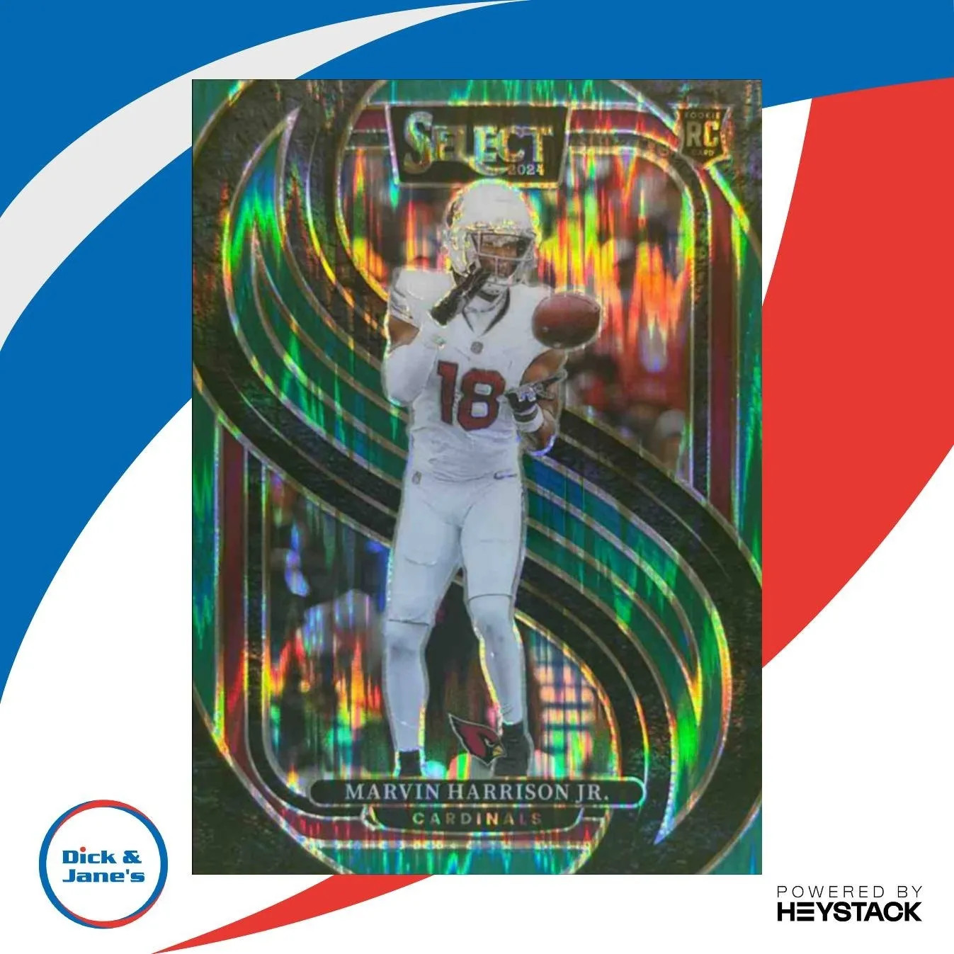 2024 Select Marvin Harrison Jr. Premier Green Prizm Shock 5/5 #115 RC Cardinals