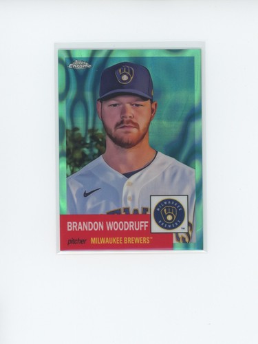 2022 Topps Chrome Brandon Woodruff #195 Aqua Lava Refractor 169/299 Brewers - Bild 1 von 2
