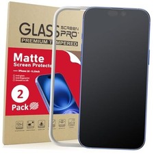 2 Pack Matte Glass Screen Protector for iPhone 16/iPhone iPhone 15/16-6.1 Inch
