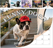 2026 Funny Dogs Calendar, Humor Calendar 16.9"x 11.8" Opened, 12 Months Funny Do