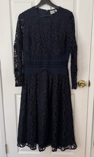 asos Navy Blue Lace Long Sleeve Dress - New With Tag - Size US 10
