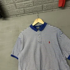 Polo Ralph Lauren Shirt Blue White Striped Men’s XL College Preppy Summer Golf