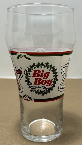 Vintage Big Boy Restaurant Snow Angel Christmas Glasses Glass Tumbler Cups Pair - Picture 6 of 10