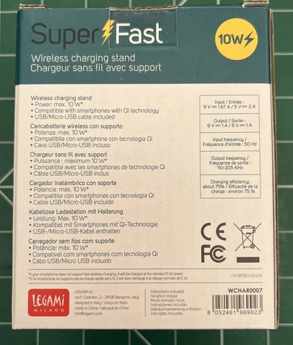 Legami Super Fast 10w Wireless Charging Stand Mobile/Smartphone Charger Station - 第 3/5 張圖片