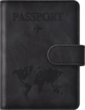 Eoehro Passport Holder Wallet – Travel Cover Case for Men & Women, Black
