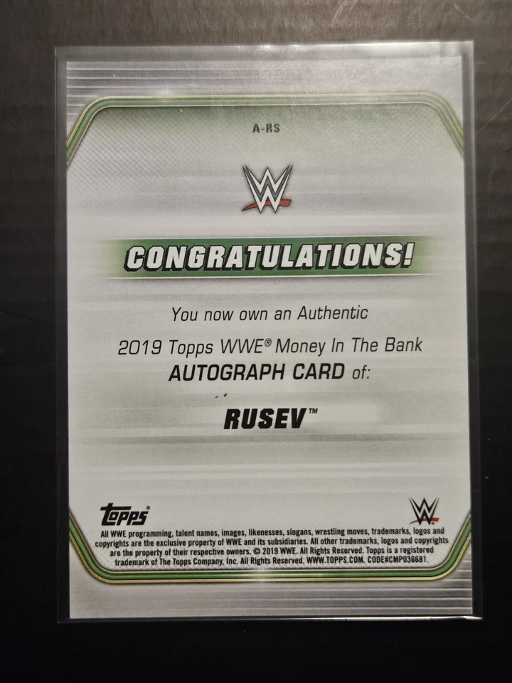 Rusev 2019 Topps WWE Money in the Bank ON-CARD Auto Autograph /99 Wrestling - Image 2 of 2