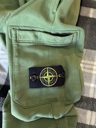 Size XL - Stone Island Green Patch Cotton Cargo Sweatpants - Picture 3 of 6