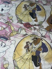 Disney Beauty and the Beast Flat Bed Sheet Twin And 1 Pillow Case Vintage