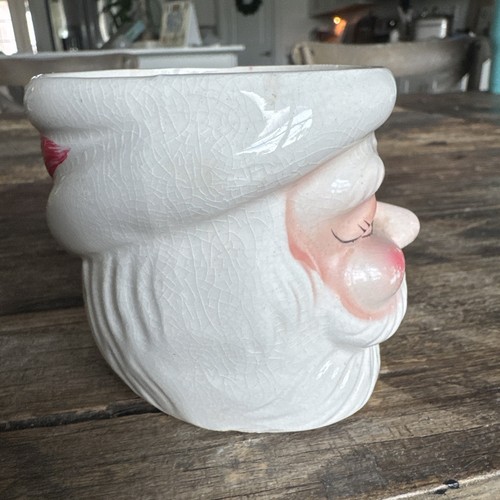 Vintage Santa Mug Smiling Rosy Cheeks 1950’s Japan 3" Inch Nice Paint Ceramic - Picture 3 of 10