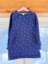 Mini Boden Girls Tunic Sweatshirt Long Sleeve Top Navy Polka Dot US 9-10, 140 cm