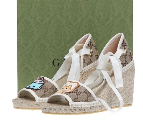 NEW GUCCI LUXURY GG GUCCISSIMA WEDGE PLATFORM SANDALS SHOES 40/US 10