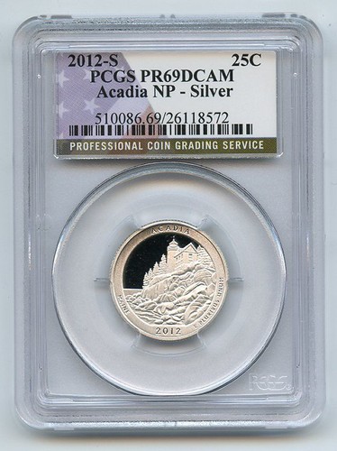 2012 S 25C Silber Acadia Quarter PCGS PR69DCAM