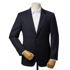 Lauren Ralph Lauren Navy Blue Blazer Pinstripe Cashmere Wool Sport Coat Mens 44R