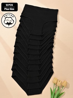 12er Pack Damen Plus Size Baumwoll Slips mit hoher Taille Bequeme und Billig24