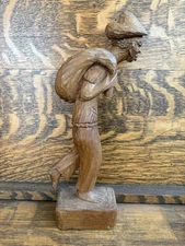 The Traveler Outsider Folk Art Southern Wood Sculpture Signed R Morice WPA 1930s
