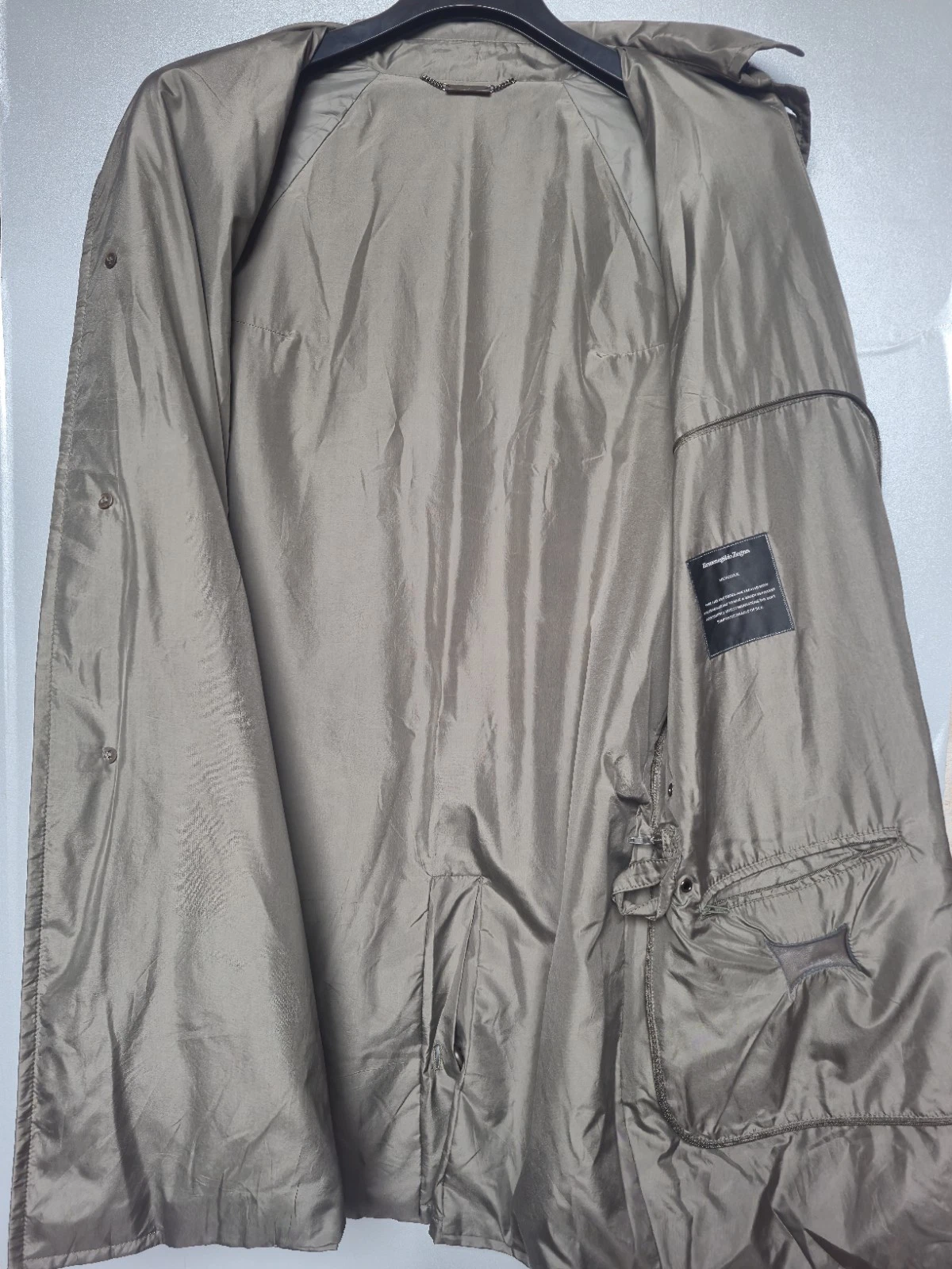 Ermenegildo Zegna Microsilk Trench Coat Silk Italy Water Repellent Sz 54 image 16