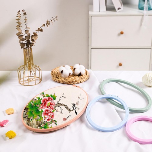 5Sizes Plastic Embroidery Hoops Assorted Handmade Holder Spring Tension Oval DIY - Picture 7 of 7