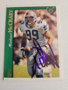 Michael McCrary, 1997 Topps, #91, Baltimore Ravens,  Signed Football Card Auto