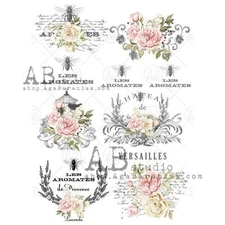 Bee French Florals | A4 Rice Paper | Paper for Decoupage | AB Studios