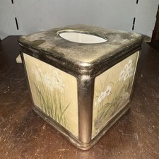 Croscill Narcissus Orchid Tissue Box Cover Porcelain HTF By Cheri Blum