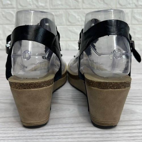 Jolimall Wedge Thong Sandals WMNS 8 Black Faux Leather Sling Back Braided Strap - Picture 4 of 7