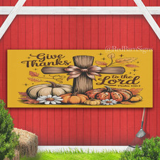 Thanksgiving Give thanks Religious Holiday Indoor Outdoor Banner Sign