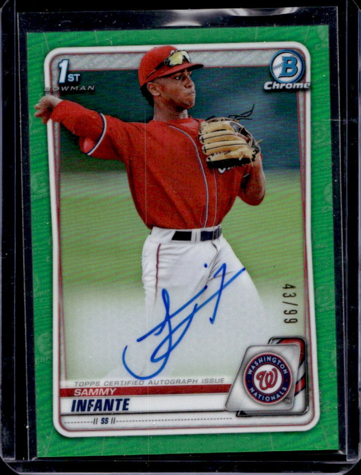 2020 Bowman Draft Sammy Infante Chrome Auto 1st Green Refractor #43/99