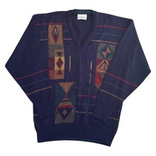 Pierre Sangan Knit Jumper Wool Blend 90s Abstract Pattern Sweater Mens Medium