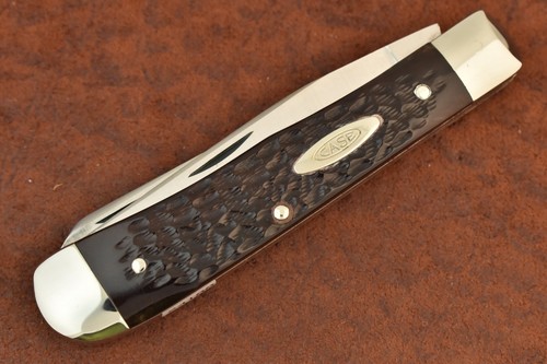 VINTAGE CASE XX USA 2 DOT 1978 JIGGED BROWN BONE TRAPPER KNIFE 6254 SS (24188)