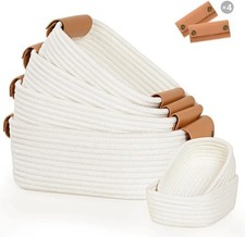 Storage Basket Set of 6-4 with Leather Handle  2 Small Gift Baskets - Woven Sto