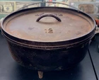 Old Vintage Lodge 12 Cast Iron Camp 3 leg Dutch Oven Cast Iron Pot Discontinued