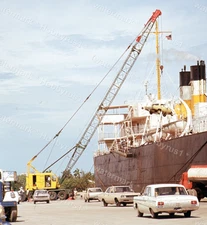 Cargo Ship Crane Loading Car 1960s Vintage Original 120mm Transparency