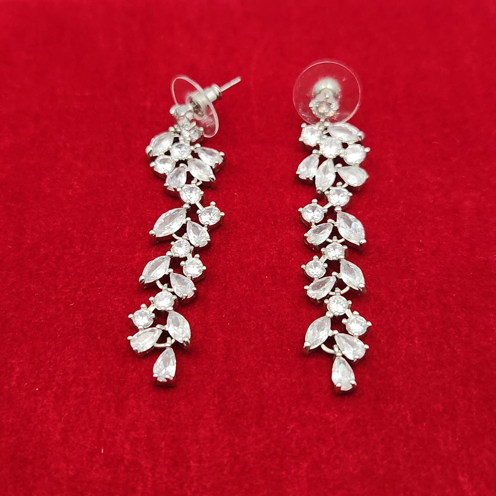 Statement Silver Tone Multi Shape Crystal Clear D… - image 3