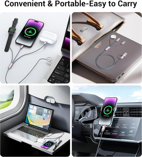 NEW Temdan for Travel Vacation Multi Charging Cable Cord Essentials 3 in 2 USB - Picture 3 of 7