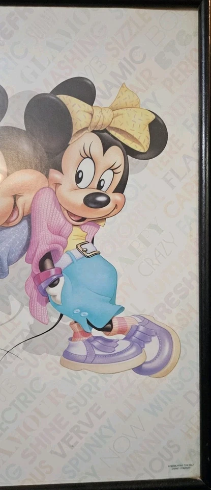 老式海报框迪士尼米奇米妮老鼠 15 1/2 x 20 1986 年背靠背 — 第 2/4 张图片