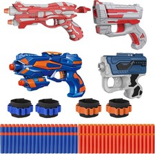 4 Pack Blaster Set Kids Ages 5 80 Foam Darts 4 Wrist Bands Team Battle Toy