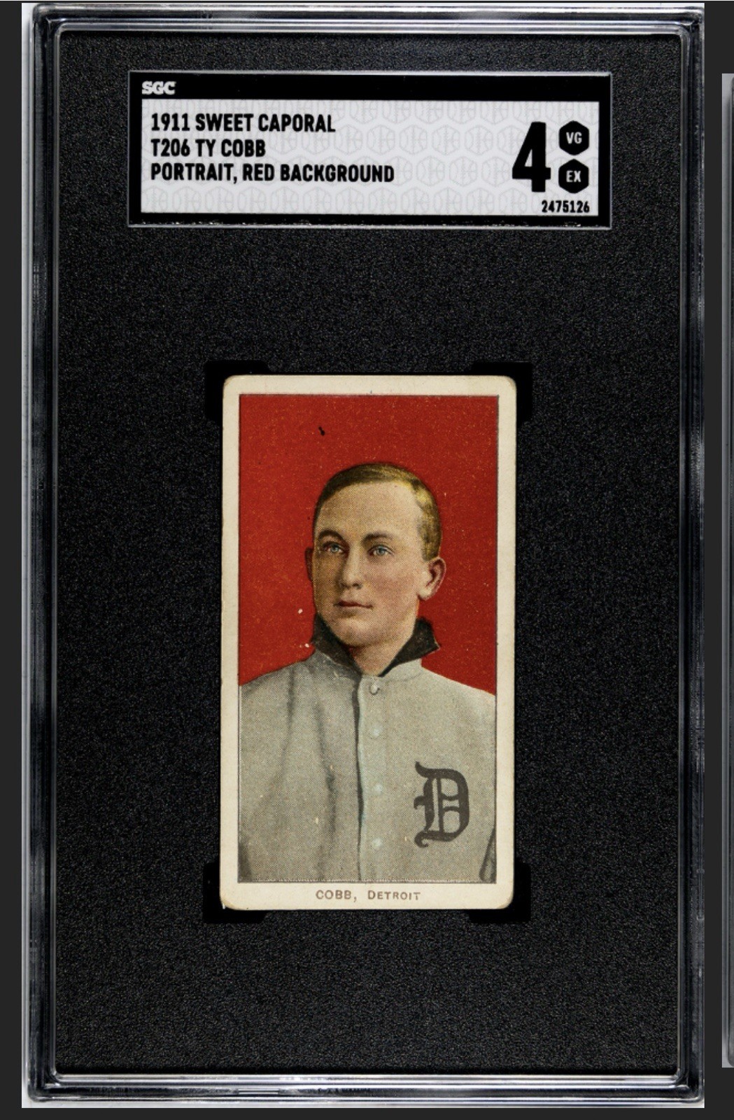 Ty Cobb T206 Red Portrait SGC 4 Sweet Caporal Back ( Pop 19 )