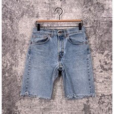 Vintage Levis Denim Shorts 29 in x 9 in Womens Made USA Cutoff Biker Bermuda