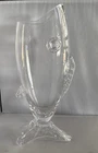 Blenko Style Vintage MCM Handmade Hand Blown Clear Glass Fish Vase 14.5”