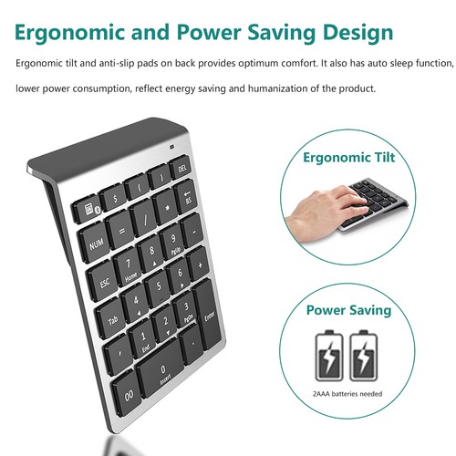 Bluetooth Number Pad, 10 Keys Numeric Keypad Portable Wireless Bluetooth Keyp... - Picture 4 of 9