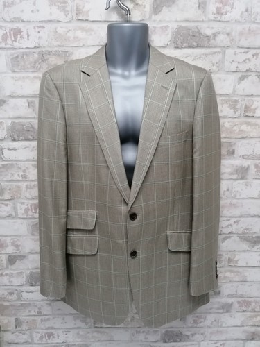 Gieves & Hawkes 52% Silk Suit Jacket Size 42L Cream Formal Men's