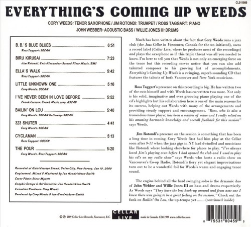 CORY WEEDS - EVERYTHING'S COMING UP WEEDS NEW CD - 第 1/1 張圖片
