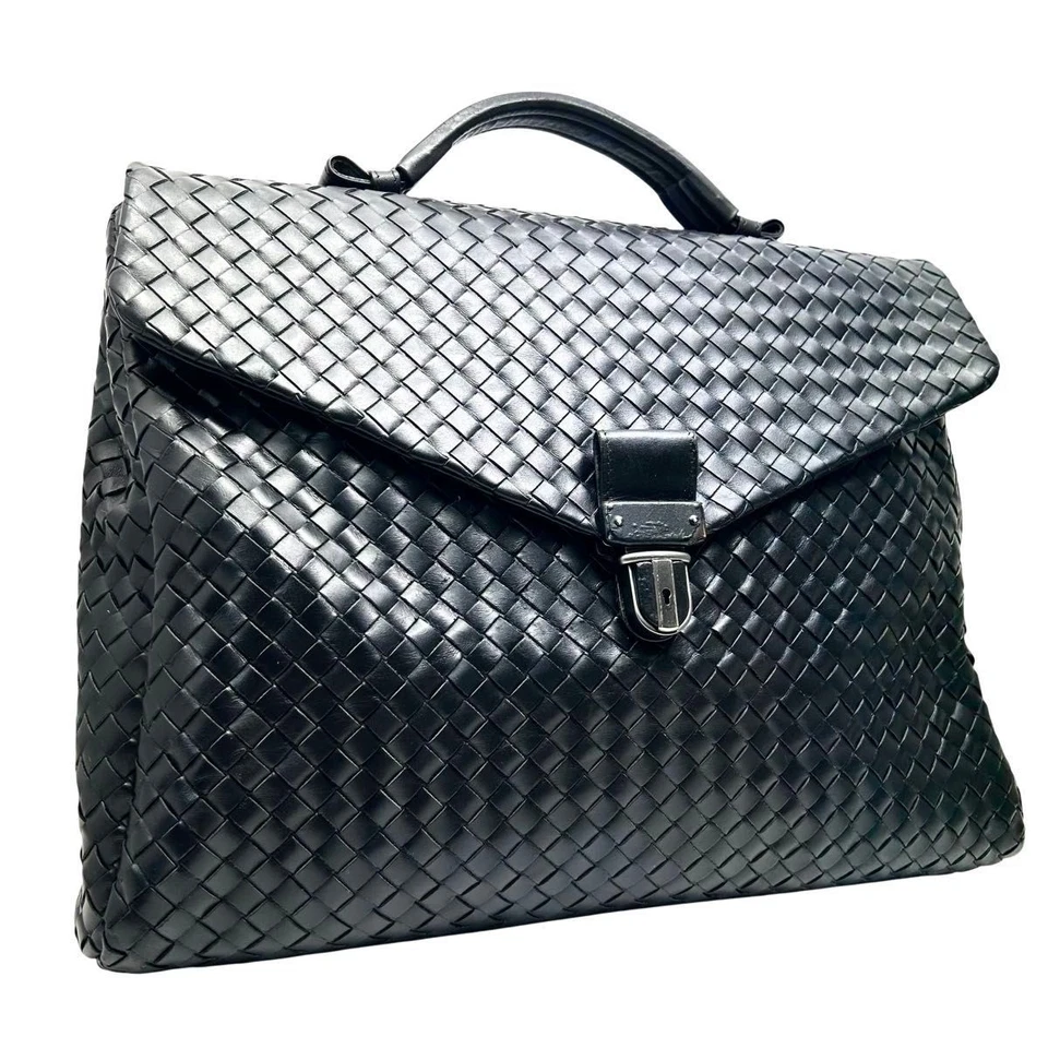 BOTTEGA VENETA Intrecciato Bolso de Negocios Maletín en Cuero Negro Foto 2 de 4