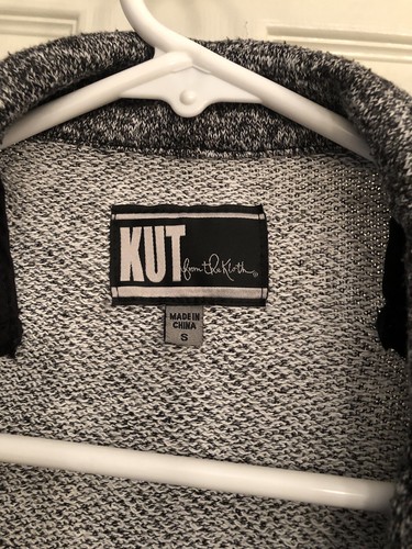 KUT From The Kloth Women's M Moto Jacket TEXTURED Black White Plaid Zippers EXCL - Picture 2 of 4