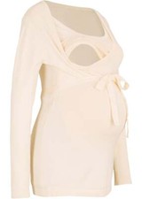 Umstandspullover / Stillpullover Gr. 32/34 Elfenbein Damen Langarm-Pullover Neu