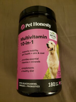 Pet Honesty 10 in 1 Dog Multivitamin Glucosamine, Omegas, & Probiotic 180-10/24