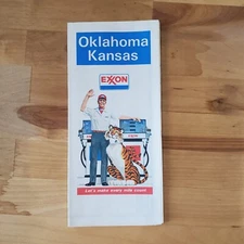 1978 Exxon Oklahoma Kansas Gas Station Travel Road Map